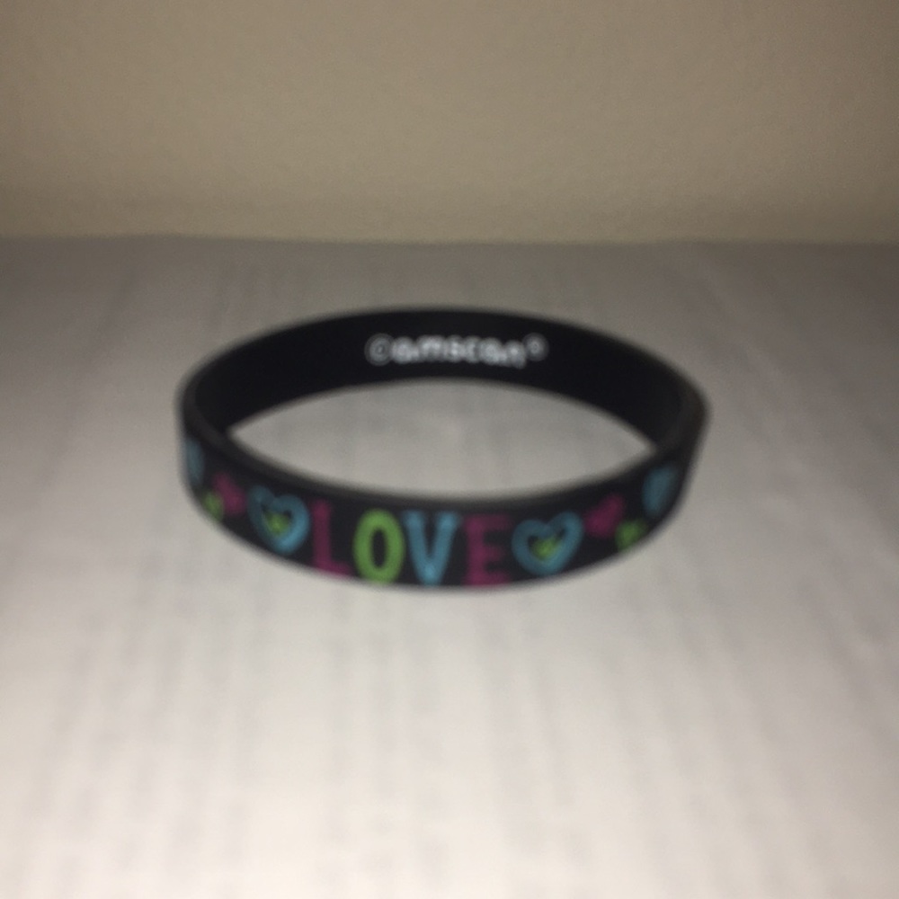 Love Black Silicone Rubber Bracelet